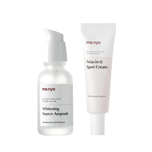 Manyo Factory Set for reducing pigmentation (Whitening Source Ampoule + Niacin Alpha Spot Cream) - HelloPeony