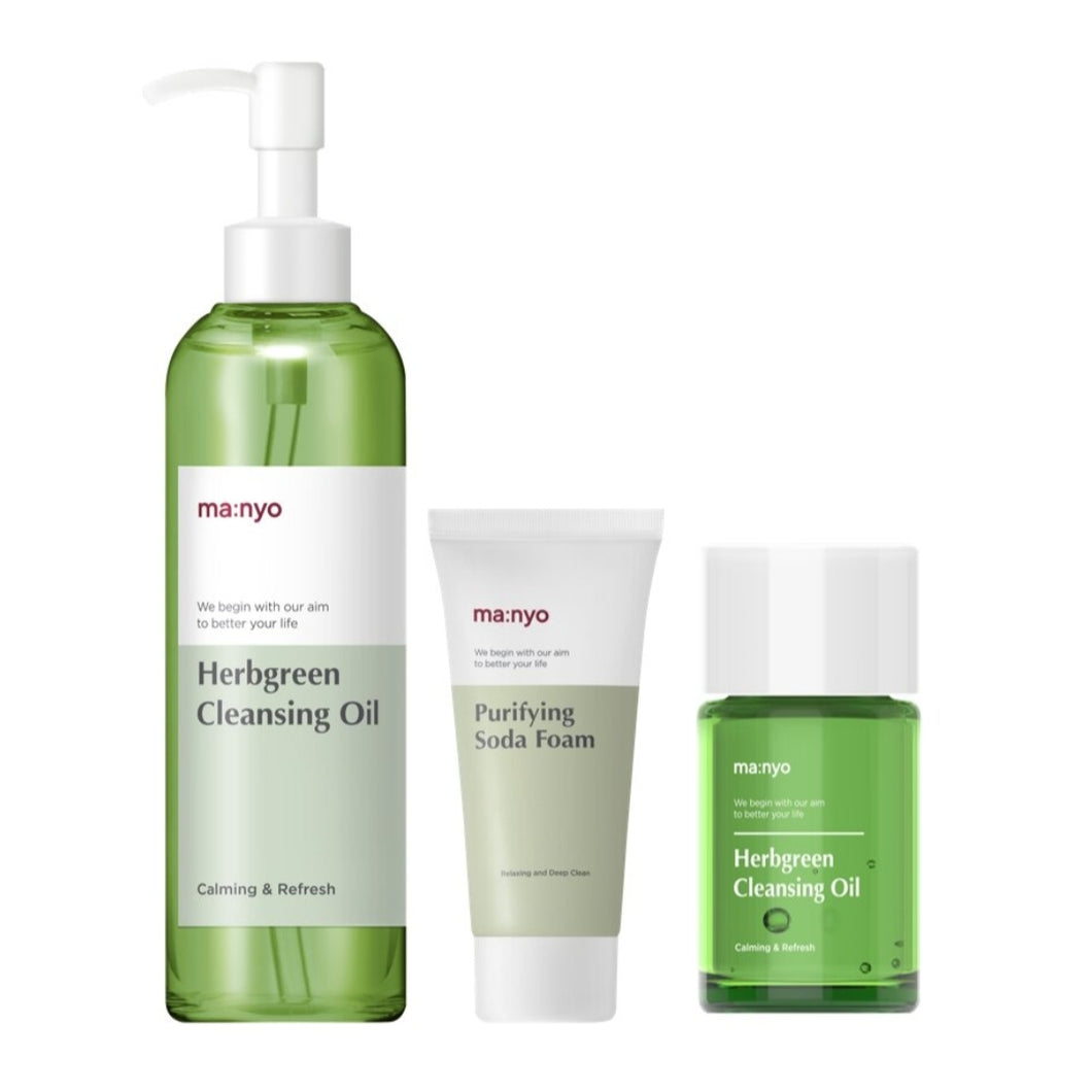 Manyo Factory Herbgreen Cleansing Oil Full Care Set - HelloPeony